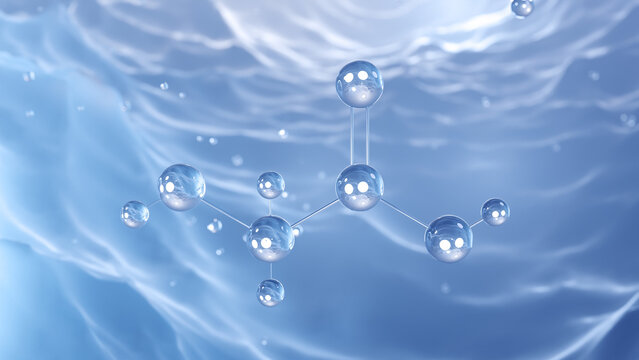 thioglycolic acid molecular structure, 3d model molecule, mercaptoacetic acid, structural chemical formula view from a microscope