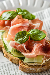 bruschetta with jamon and cheese