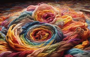 Colored Swirl Made Of Piles Of Yarn