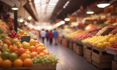 Fototapeta na wymiar Fruit Market With Blurred Background