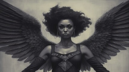 african american angel with black wings
