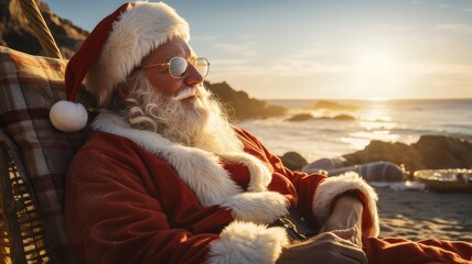 santa is resting on the sea