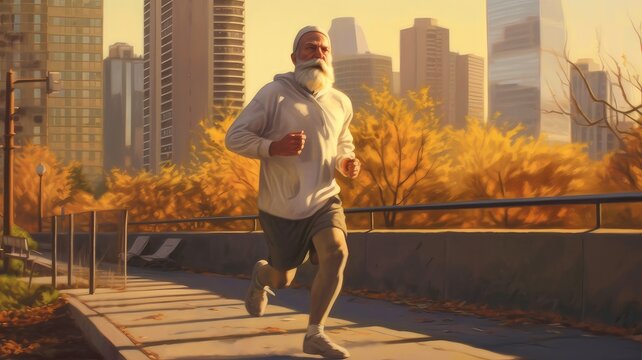 man running in the city