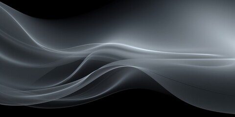 Abstract gray wave on black background. Flow liquid lines design element, generative ai