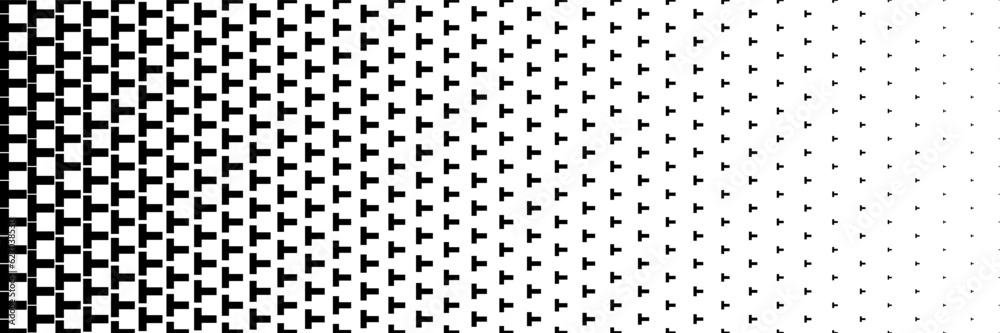 Poster horizontal black halftone of capital letter t design for pattern and background.