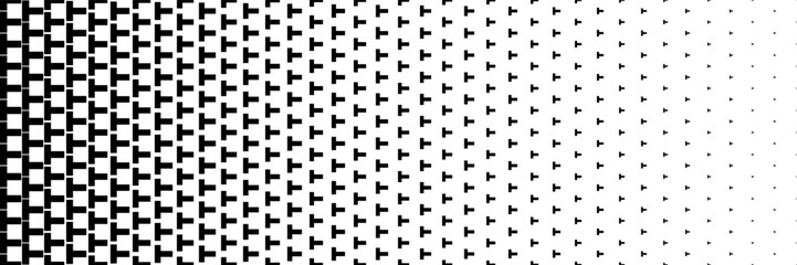 Fototapeta premium horizontal black halftone of capital letter T design for pattern and background.