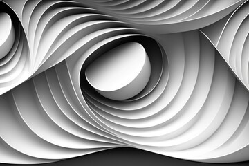 Abstract space-themed 3D background with seamless white and gray pattern of waves and lines. Generative AI