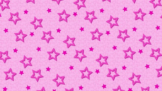 Love Pink Patterns background in pink and white colors with stars on seamless loops. Perfect for Valentine's Day, baby, beauty, fantasy, magical, princess videos.