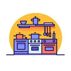 VECTOR ICON OF A KITCHEN FLAT DESIGN