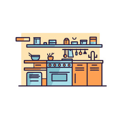 VECTOR ICON OF A KITCHEN FLAT DESIGN
