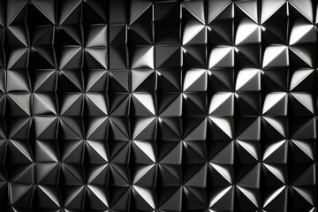 Mosaic wall of black diamond-shaped tiles with a glossy finish. 3D rendering. Generative AI