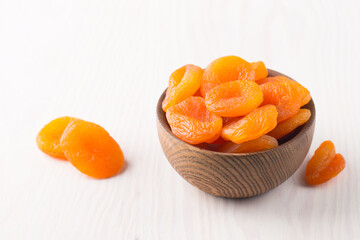 Dried apricots in a bowl. 