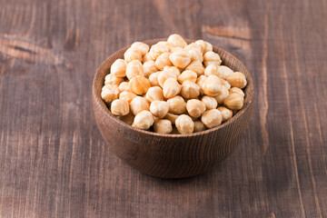 Organic hazelnuts in a bowl. 