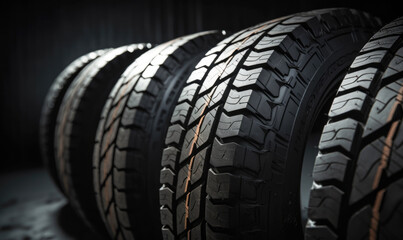 Brand-new winter car tires made of rubber