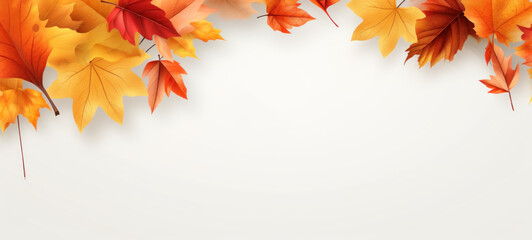 autumn leaves background. Autumn background layout decorated with fall leaves for promo poster, frame flyer or web banner. Vector illustration. discount. postcard