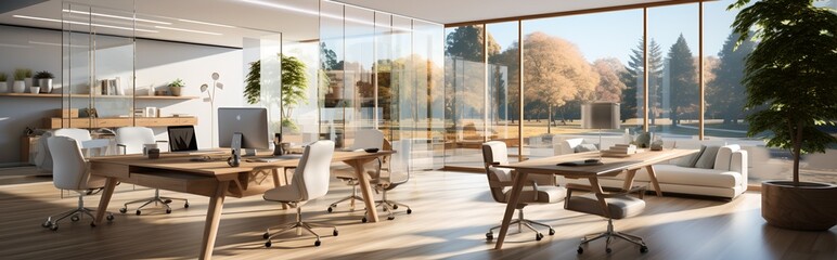 Office room interiors, generative ai