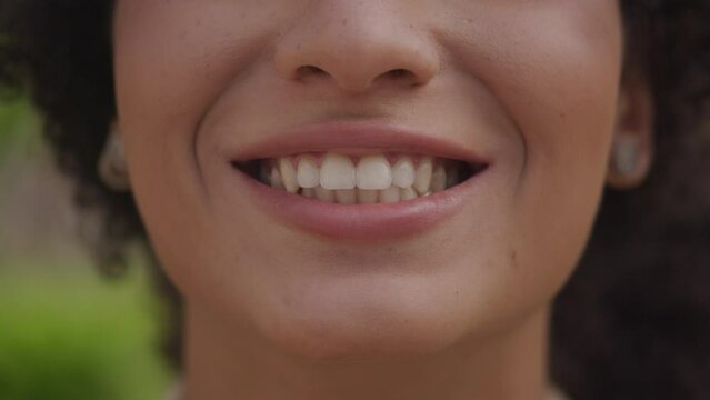 Woman Smile Extreme Close Up, Perfect Female Teeth