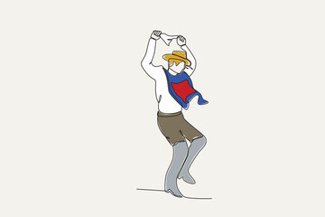 Color illustration of a man dancing. Fiestas patrias chile