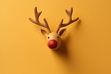 New Year concept. Christmas reindeer head with antlers with christmas decorations. AI generative - obrazy, fototapety, plakaty