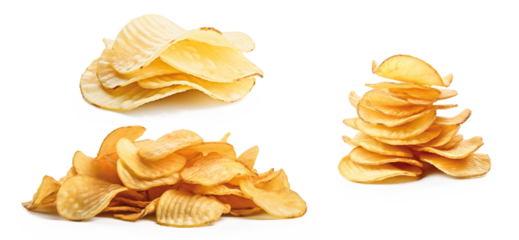 heap of potato chips isolated on transparent background