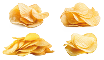 heap of potato chips isolated on transparent background