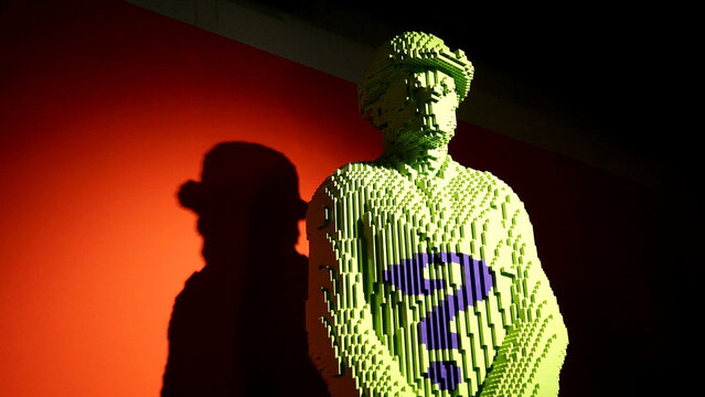 THE RIDDLER made with Lego bricks by Nathan Sawaya of The Art of the Brick DC Super Heroes