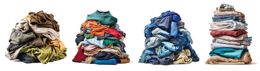 pile of dirty laundry isolated on transparent background