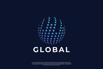 Digital world logo design. Global network connection logo concept.