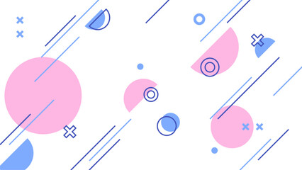 Memphis geometric background with abstract element shapes. Graphic minimal texture for holiday poster, card, social media. Abstract pattern with circle, halftone dots. Geometry banner. vector