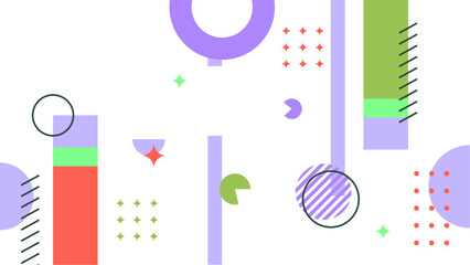 Creative vector frame background with 3d isometric geometric shapes. Vector illustration. Memphis style banner design