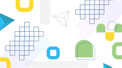 Memphis geometric shapes, abstract modern minimal line elements and vector symbols. Memphis pattern geometric shapes of circle, triangle and color dots, vintage retro art forms and figures for pattern