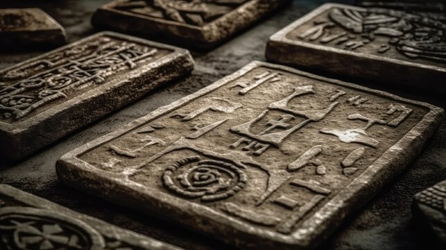 A close-up of ancient runes