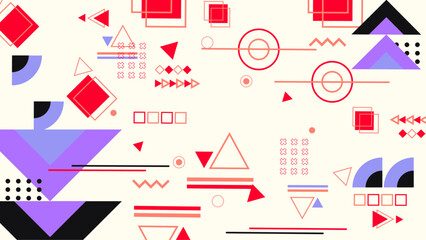 Memphis seamless pattern. Abstract geometric shape printing. Repeated graphic element printed. Geometrical texture. Geometry background. Repeating pattern. Modern geo design for print. Vector
