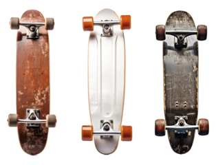 used skateboard isolated on transparent background