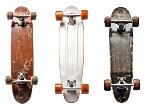 used skateboard isolated on transparent background