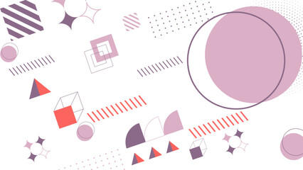 Abstract minimalist geometric shapes on white background