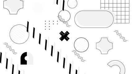 Abstract minimalist geometric shapes on white background