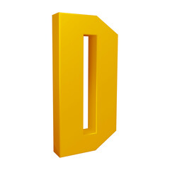 3D golden alphabet letter d for education and text concept