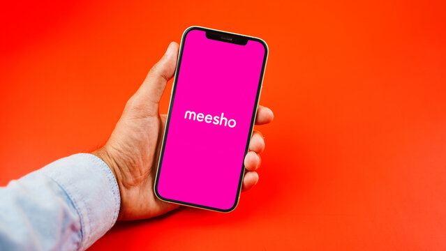 Meesho app on the mobile phone screen, online shopping e-commerce website: Kolkata, India - August 02 2023