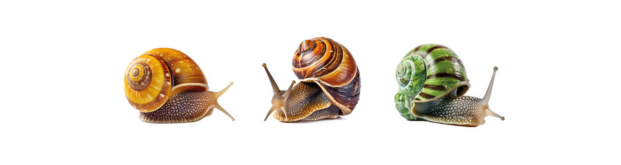 Set of snails isolated on transparent background