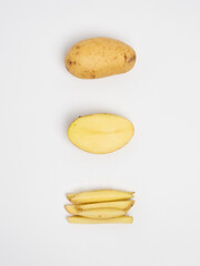 Raw potato isolated on white