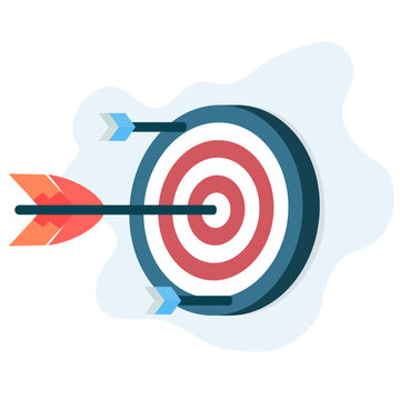Arrow hitting bullseye target flat style vector illustration, Arrows  hitting the target stock vector image