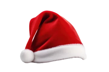 Foto op Aluminium A red Santa hat with a white pompom, Christmas, Holidays, isolated, white background, generative ai © Teppi