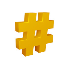 Obraz premium 3D golden hashtag symbol or icon design