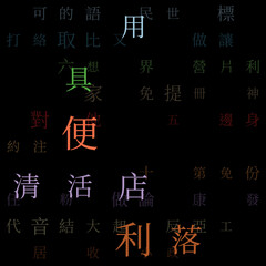 Matrix background. Random characters of the Chinese Traditional Alphabet. Gradiented matrix pattern. Multicolored color theme backgrounds. Tileable horizontally. Attractive vector illustration.