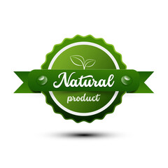 Natural product green label - sticker  isolated on white backgrund