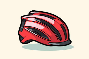 Doodle inspired Cycling helmet, cartoon sticker, sketch, vector, Illustration - obrazy, fototapety, plakaty
