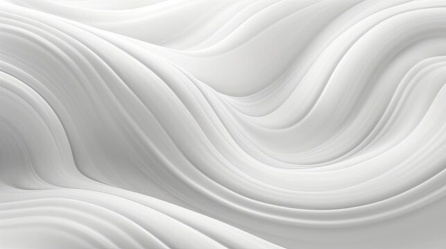 Abstract background of white cream, milk, marshmallow or yogurt surface. Wavy liquid flow texture. Fluid art. Illustration for banner, poster, cover, brochure or presentation.
