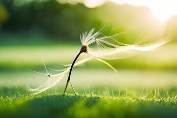 dandelion in grass generated Ai.