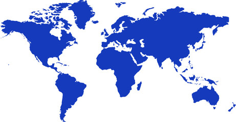 Blue colored global outline map. Political world map. Wordwide cartography. Vector illustration map. EPS10.